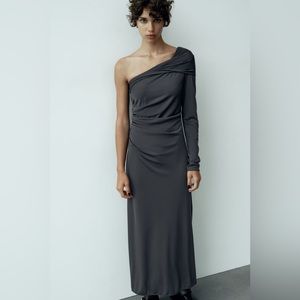 ZARA DRAPED ASYMMETRICAL DRESS